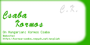 csaba kormos business card